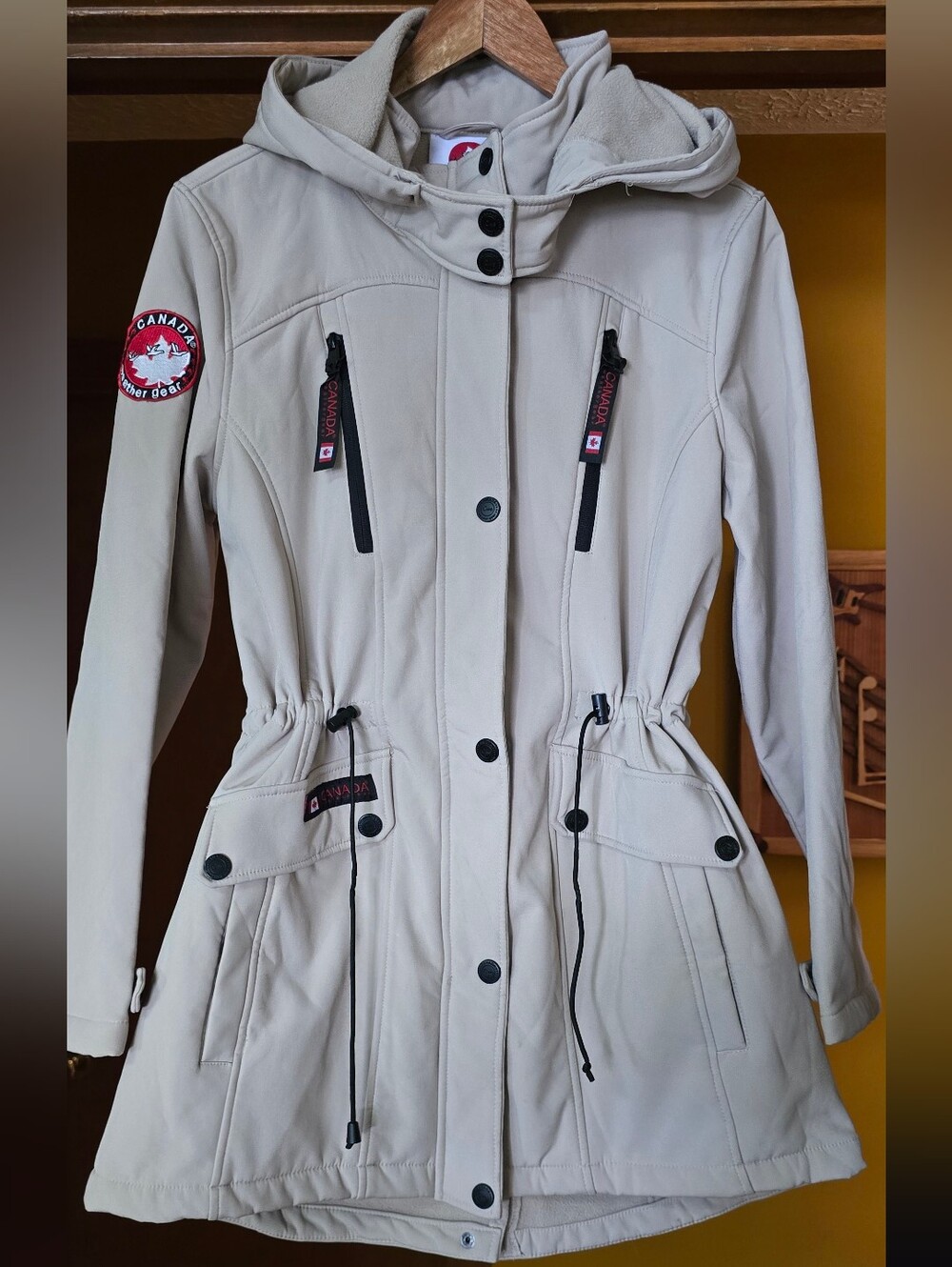 Canada Weather Gear Cream Tan Soft Shell Trench Coat Medium
